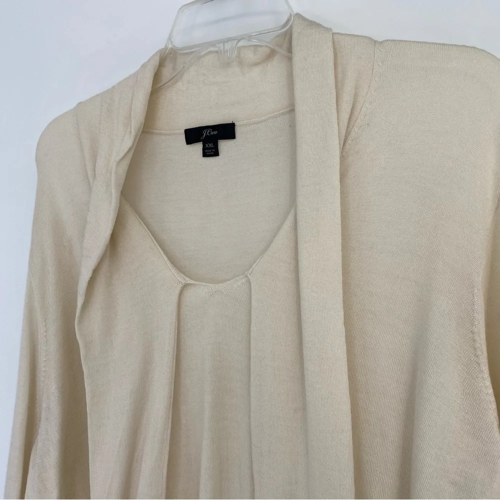 J Crew‎ Ivory Tie-front Pullover Sweater 100% Merino Wool Sz XXL Style #K2855